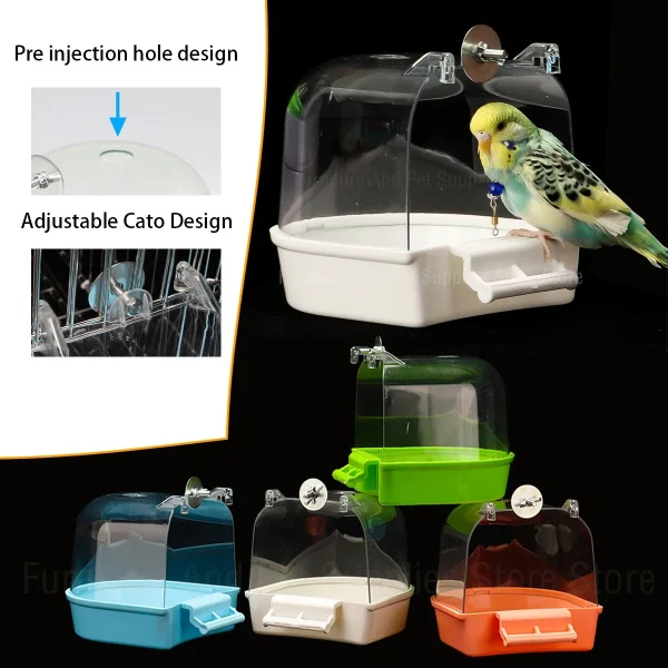 Hanging Bird Bath Box, Parakeet Shower Caged