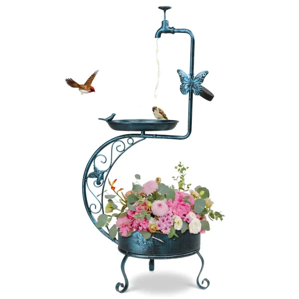 36-Inch Vintage Metal Bird Bath
